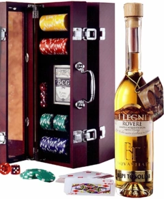 Граппа I Legni Rovere Poker set in wooden box, Bepi Tosolini, 3 года, 0.5 л