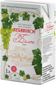 Вино Белое Сухое, Кубанское, 1 л